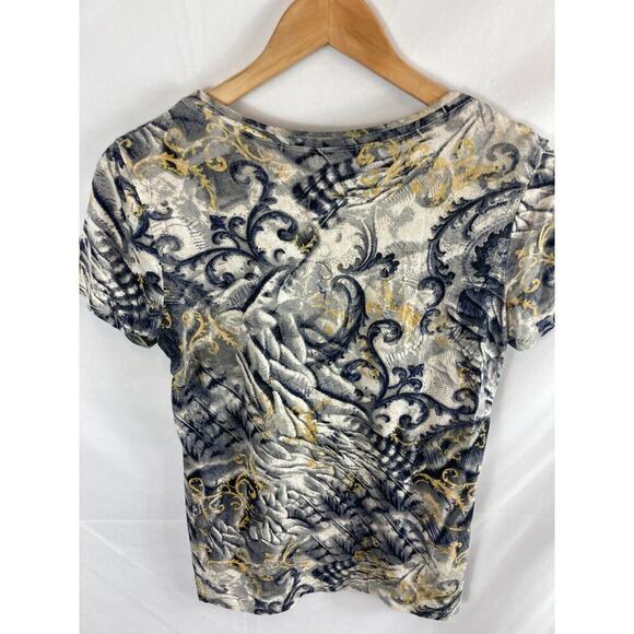 Chicos Patterned Pleated Tshirt Size 0 / Small - Picture 6 of 6